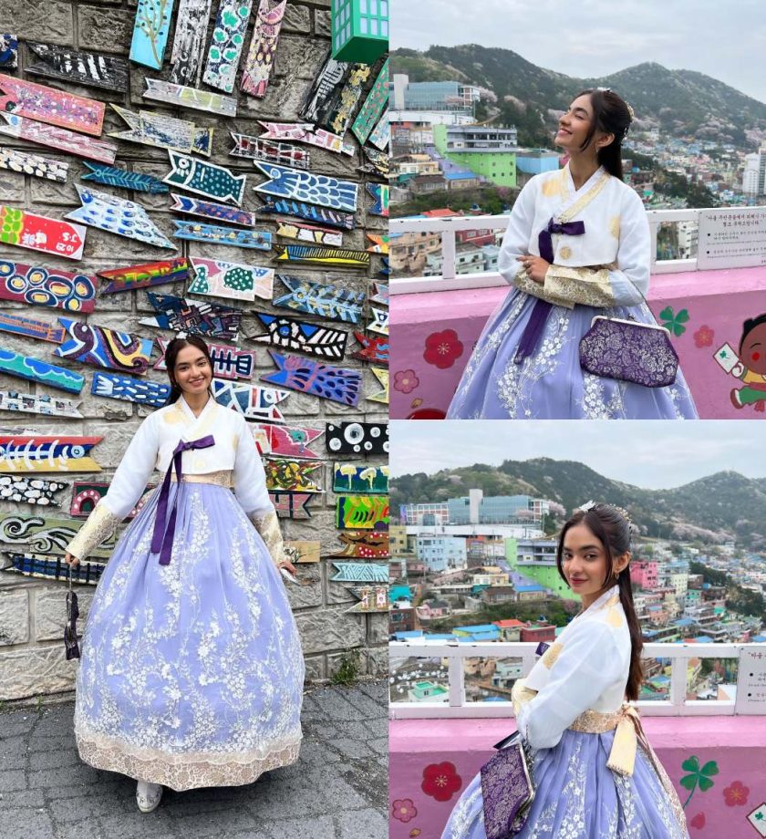 Anushka Sen Embraces K-drama Vibes In An Elegant White And Purple Hanbok Dress 890550