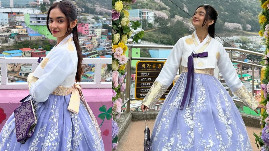 Anushka Sen Embraces K-drama Vibes In An Elegant White And Purple Hanbok Dress 890548