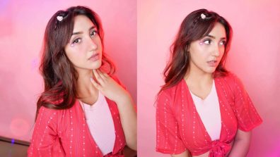 Ashnoor Kaur Dazzles in a Red Polka Dots Co-ord Set, Creates a Dreamy Look in Pink Heart Makeup!
