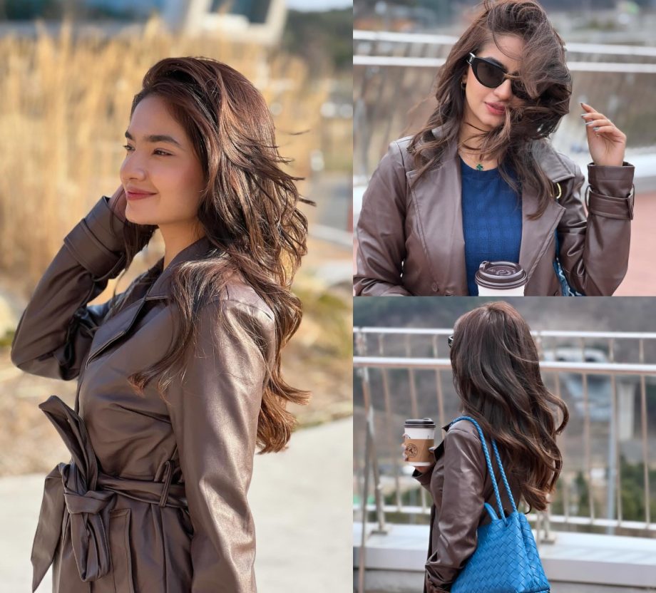 Casual Chic: Anushka Sen Elevates Everyday Style In A Blue Outfit With A Brown Jacket 890326