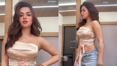 Casual Chic: Avneet Kaur Rocks in a Pink Crop Top and Blue Unbuttoned Jeans, Flaunting Toned Midriff!