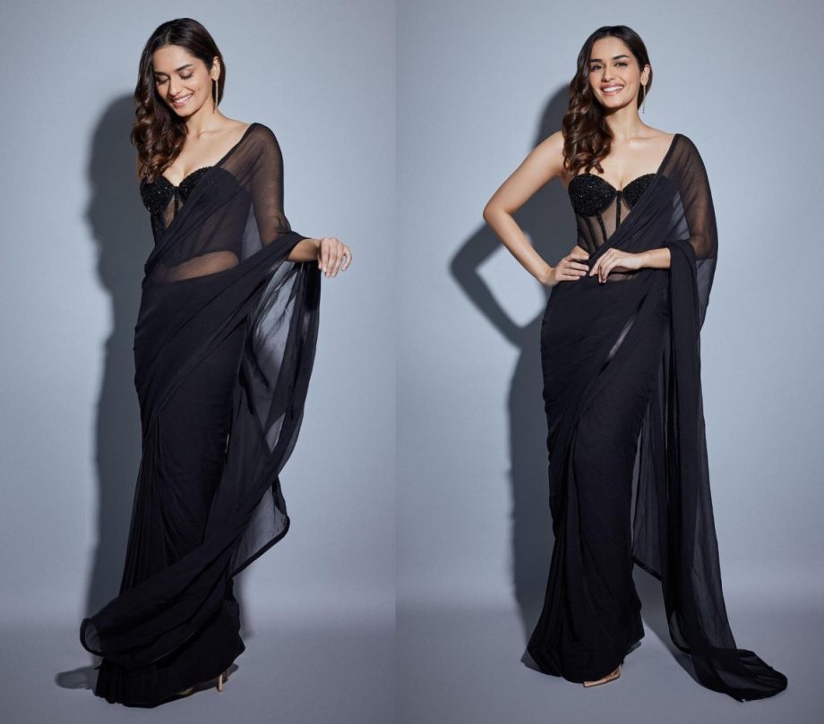 Desi vs. Videsi: Manushi Chhillar's Black Saree Or Dress: Which Defines Her Style Better? 890277