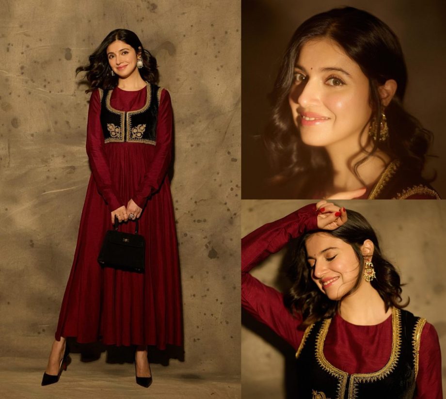 Divya Khossla Radiates Royalty in a Maroon Anarkali and Black Koti, See Photos! 892721