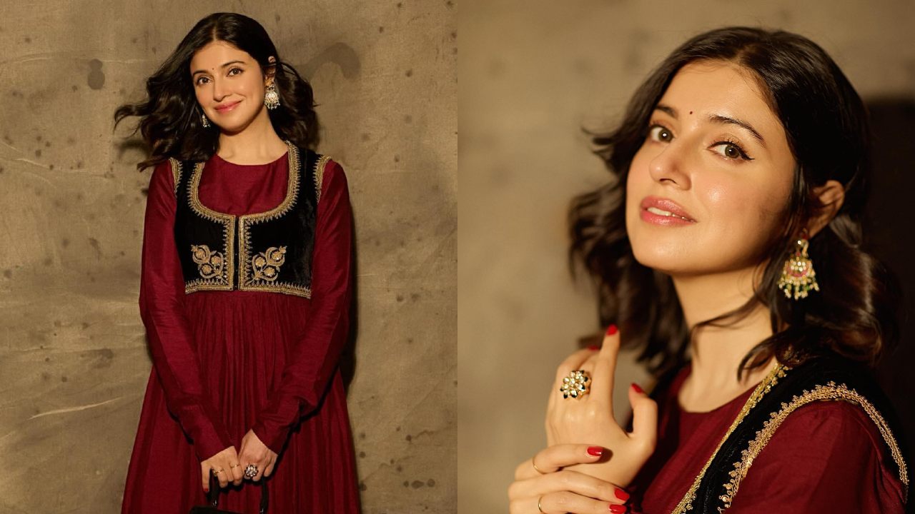 Divya Khossla Radiates Royalty in a Maroon Anarkali and Black Koti, See Photos! 892722