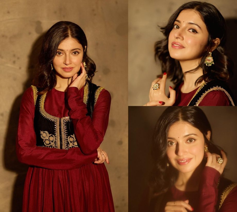 Divya Khossla Radiates Royalty in a Maroon Anarkali and Black Koti, See Photos! 892720