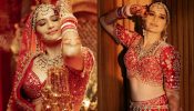 Elegant Elegance: Arti Singh's Breathtaking Bridal Look in a Red Heavy Work Lehenga Set!