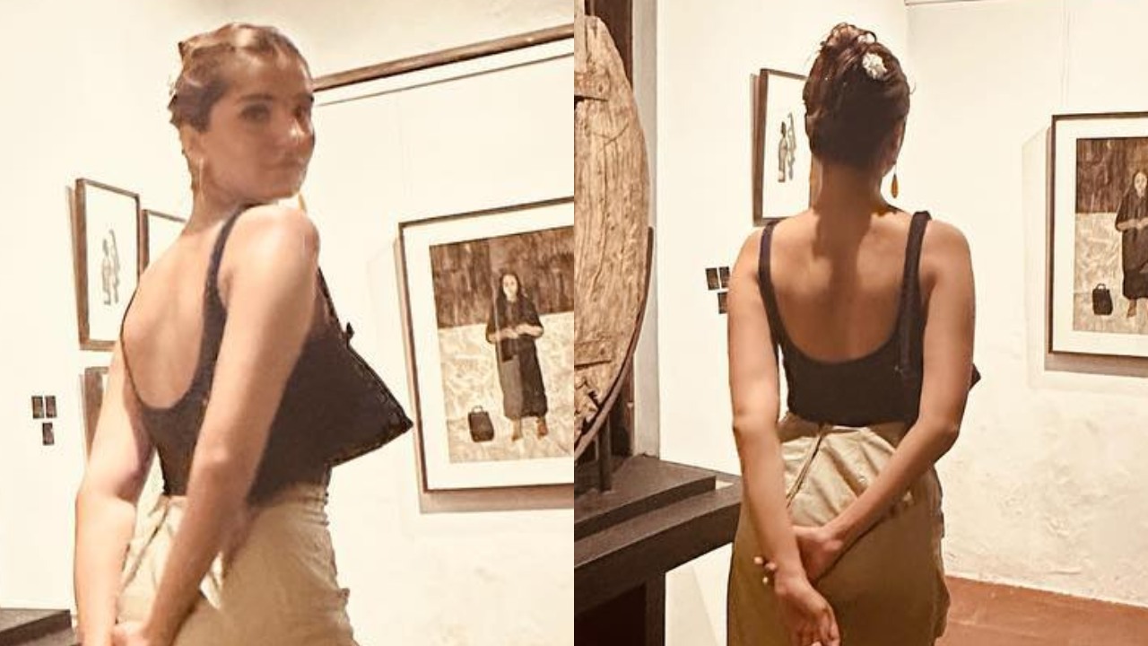 Fashion Diva: Tara Sutaria Flaunts Backless Beauty In A Black Top And Beige Slit Skirt 891349