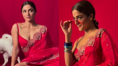 Graceful Glamour: Wamiqa Gabbi Flaunts’ Nakhreli Ada’ in Traditional Red Saree Photoshoot!