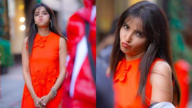 Jasmin Bhasin Radiating Charm In An Orange Dress, Her Cute Expressions Stealing The Show