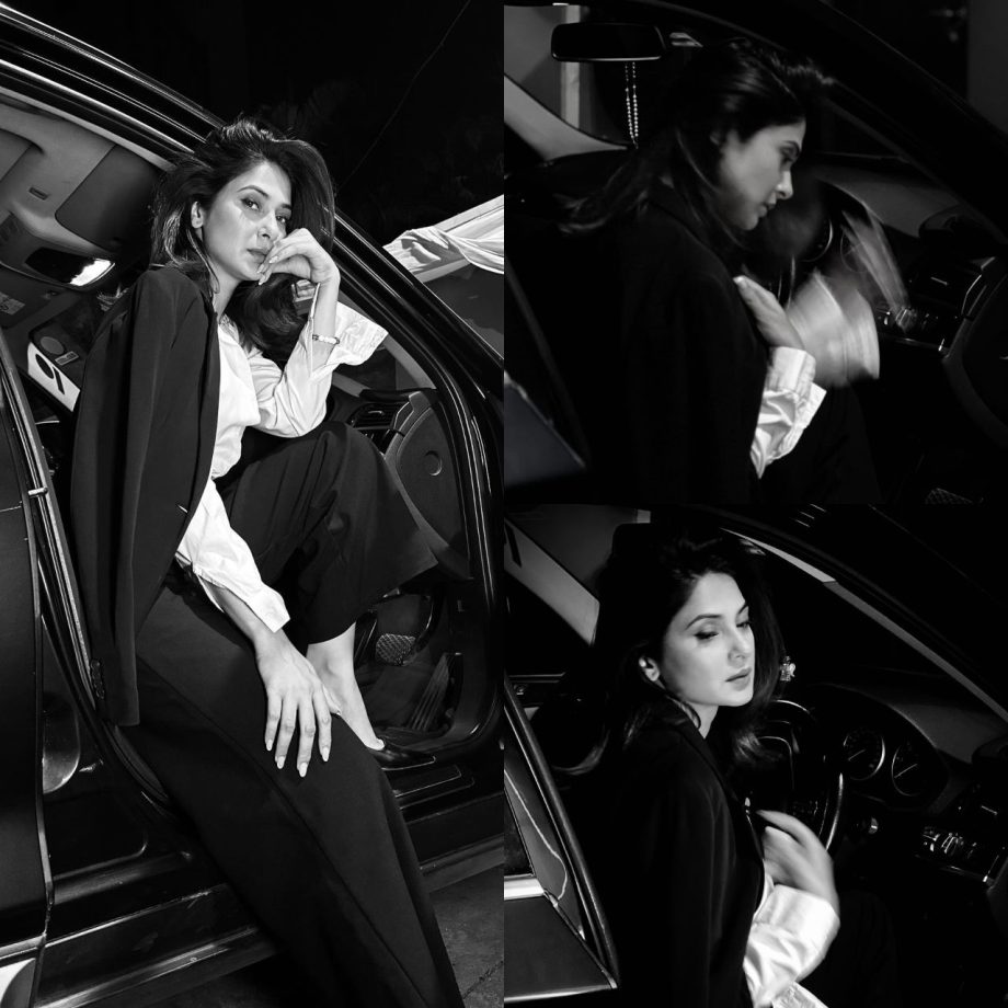 Jennifer Winget Boss It Up In White-and-black Pantsuit, See Photos 892103