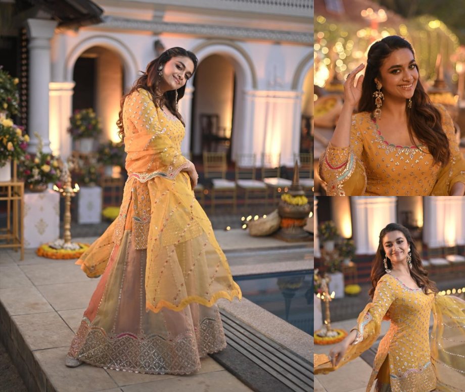 Keerthy Suresh Radiates Glam in a Yellow Sharara Set, Raashii Khanna Loved her Beauty! 891553