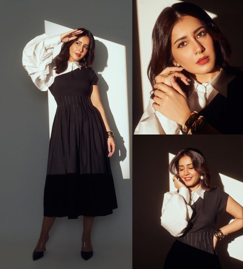 Monochrome Magic: Raashii Khanna Elevates The Style Game In Asymmetric Dress 890001