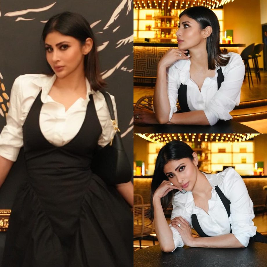 Mouni Roy's Striking Appearance In A White And Black Shirt Dress At Her New Restaurant, Disha Patani Wishes Congratulations! 891357
