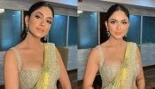 Mrunal Thakur Goes Glamorous In Golden Embroidered Silk Saree & Butterfly Neckline Blouse 893287