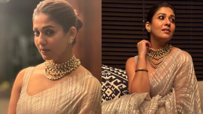 Nayanthara Stuns In Sheer Silver Saree, Elevates Style With Polki Choker And Studs