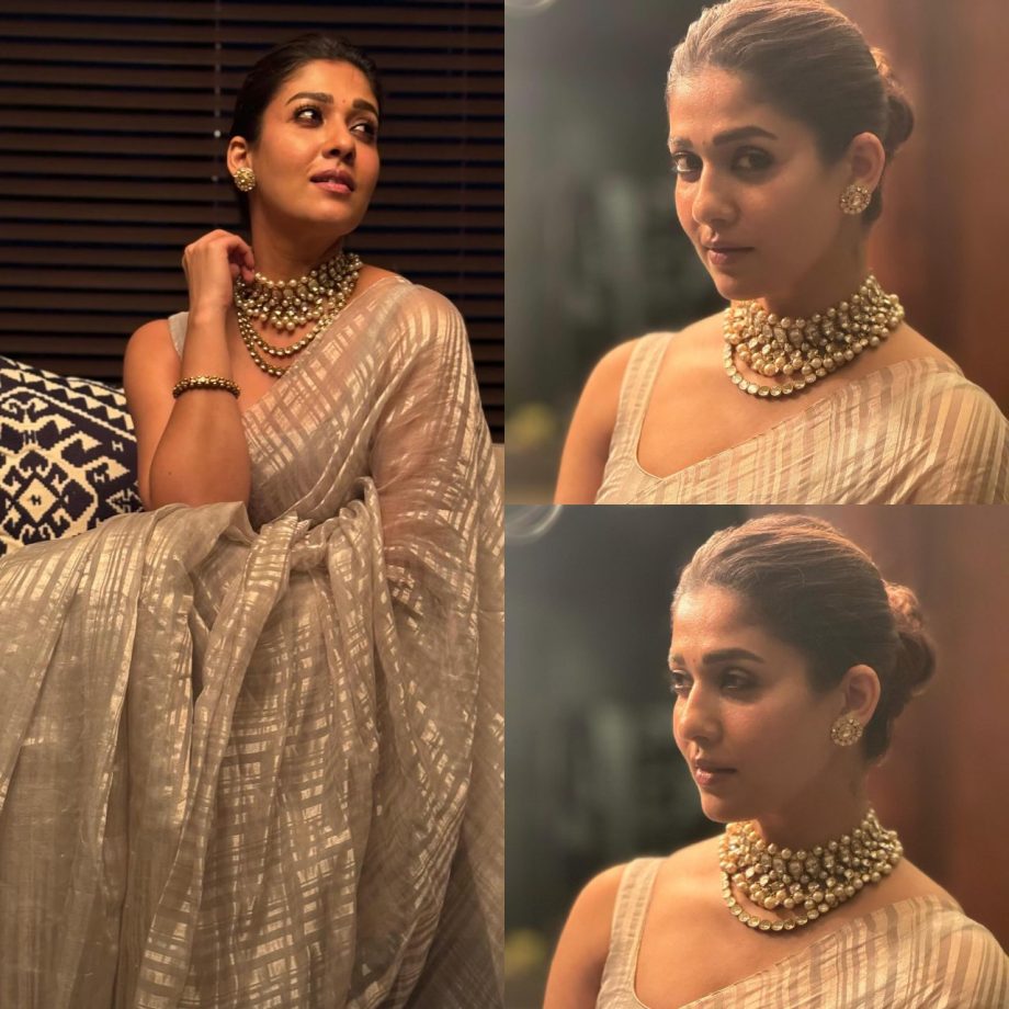 Nayanthara Stuns In Sheer Silver Saree, Elevates Style With Polki Choker And Studs 891669