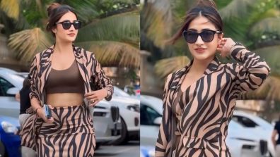 [Photos] Dhanashree Verma Looks Hot In Zebra-striped Brown Blazer And Mini Skirt With Sunglasses