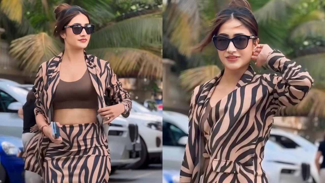 [Photos] Dhanashree Verma Looks Hot In Zebra-striped Brown Blazer And Mini Skirt With Sunglasses 891675