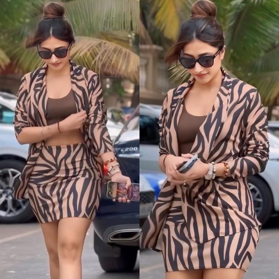 [Photos] Dhanashree Verma Looks Hot In Zebra-striped Brown Blazer And Mini Skirt With Sunglasses 891673