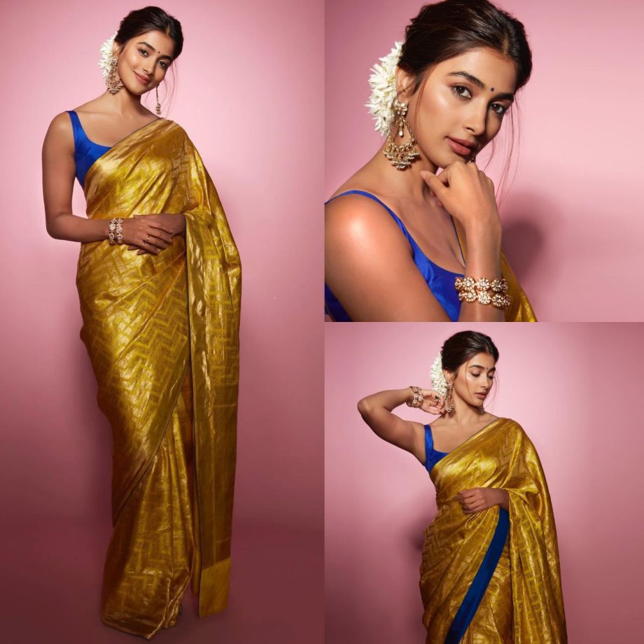 Pooja Hegde Inspired Hairstyles To Rock Saree Look 890036