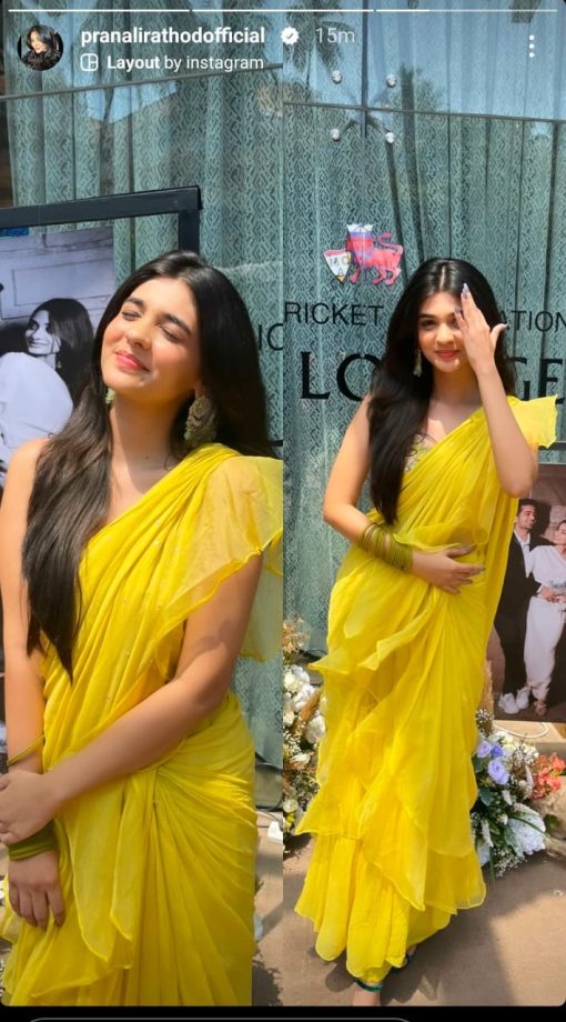 Pranali Rathod Reminds Retro Bollywood Vibe In Yellow Ruffle Saree, See How 890726