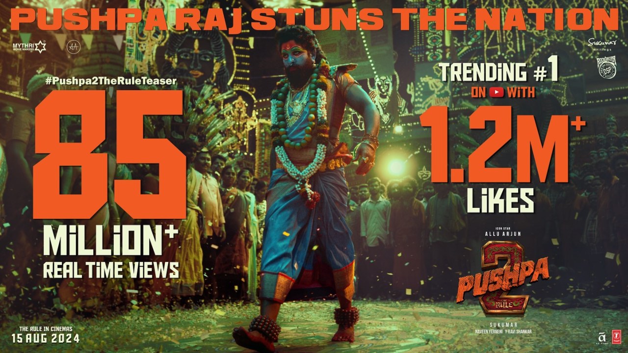 Pushpa 2: The Rule brings real madness to the forefront! The teaser sets the benchmark high by trending at the No.1 position with 85 million views 890662