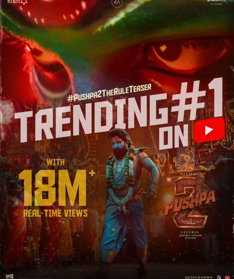 Pushpa 2: The Rule euphoria has taken over social media! The teaser created the record by trending at No.1 position with 18 million views 890581