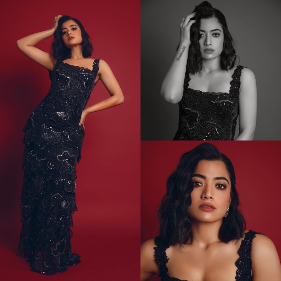 Rashmika Mandanna Raises Glamour Quotient In Sleeveless Black 'Zaley' Gown 891835