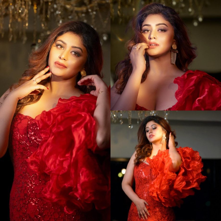 Ritabhari Chakraborty Looks Red Hot In Bodycon Ruffle Dress With Smokey Eyes 892066