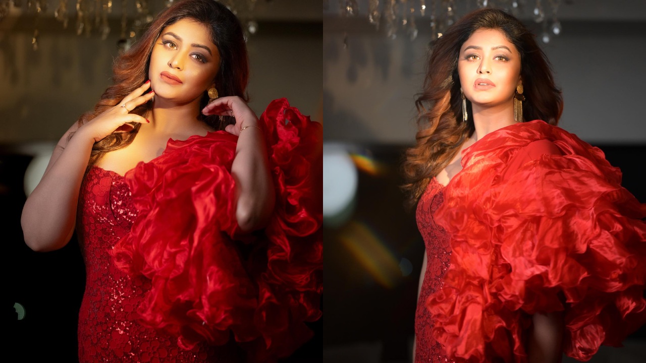 Ritabhari Chakraborty Looks Red Hot In Bodycon Ruffle Dress With Smokey Eyes 892067