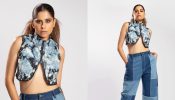 Saie Tamhankar Elevates Street Style Fashion In A Blue And White Crop Top And Jeans 891024