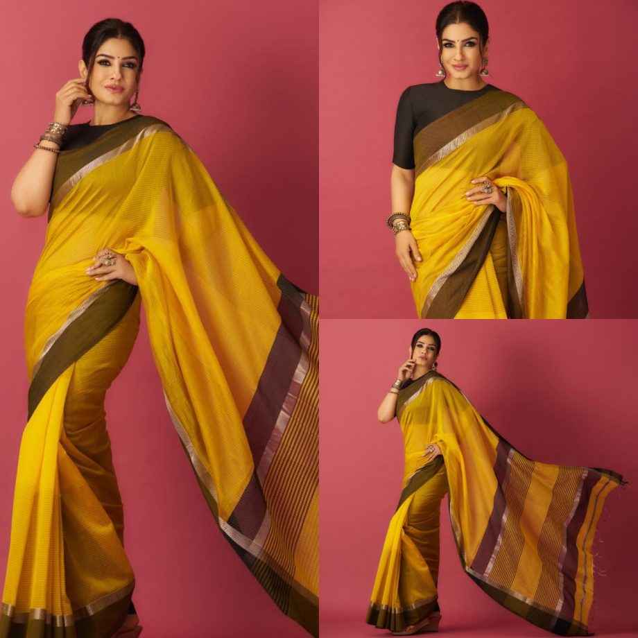 Saree Showdown: Raveena Tandon in a Cotton Saree vs. Malavika Mohanan in a Designer Saree - Who Nailed the Ethnic Glam? 893211