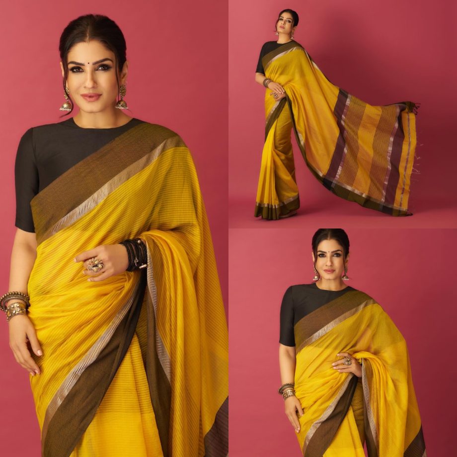 Saree Showdown: Raveena Tandon in a Cotton Saree vs. Malavika Mohanan in a Designer Saree - Who Nailed the Ethnic Glam? 893212