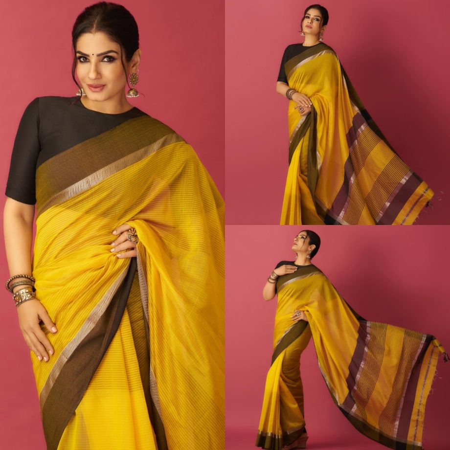 Saree Showdown: Raveena Tandon in a Cotton Saree vs. Malavika Mohanan in a Designer Saree - Who Nailed the Ethnic Glam? 893213