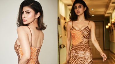 Sensational Style: Mouni Roy Flaunts Her Curves In A Chic Nude And Brown Dress