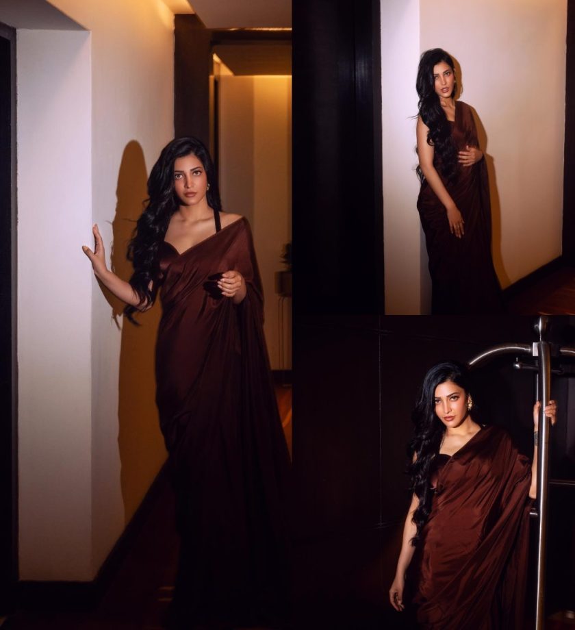 Shruti Hassan's Grace Steals The Spotlight In A Gorgeous Brown Silk Saree, See Pics! 890555