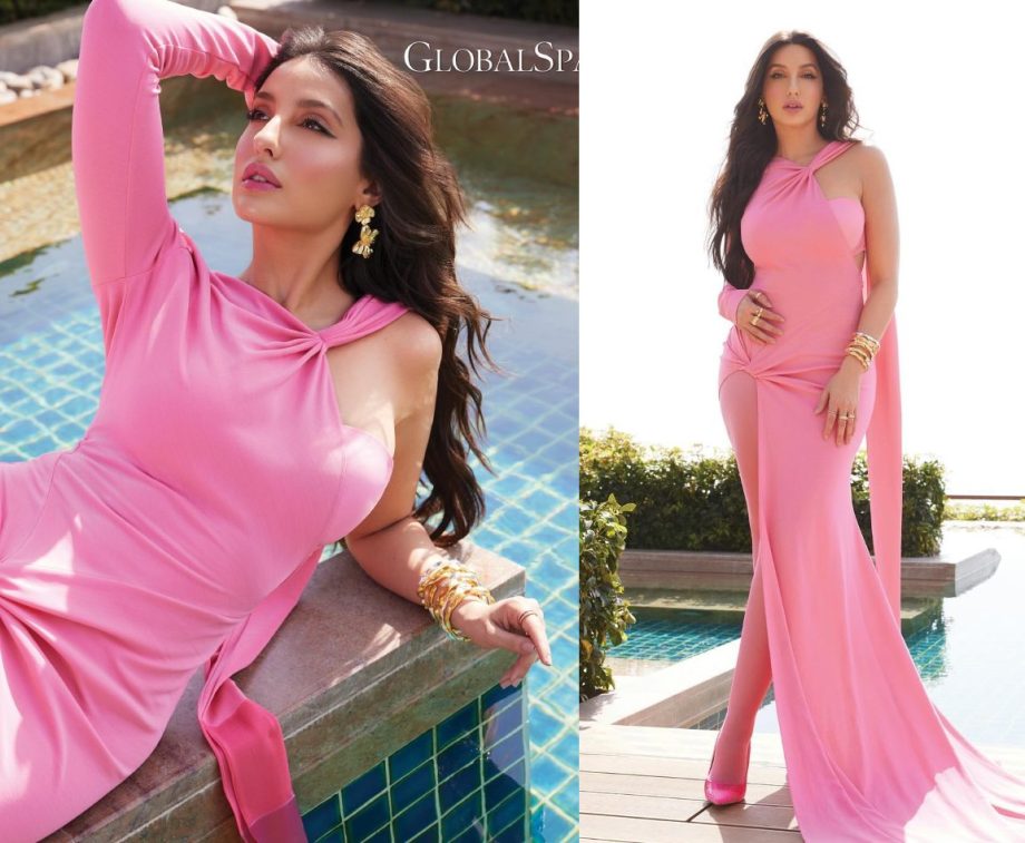Sreeleela in her Beautiful Pink Princess Gown or Nora Fatehi in her Stunning Pink Slit Gown? 893058