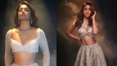 Steal The Spotlight This Summer Season Like Shriya Saran In Neutral Shade Embellished Lehengas