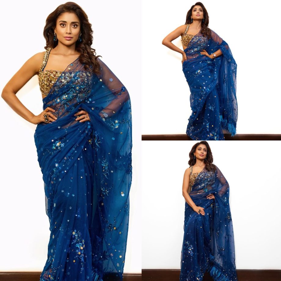 Style War: Shriya Saran vs. Tamannaah Bhatia: Whose Blue Saree Steals The Show? 891027