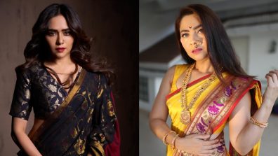 Take Cues To Wear Traditional Saree In Unique Style From Amruta Khanvilkar & Sonalee Kulkarni