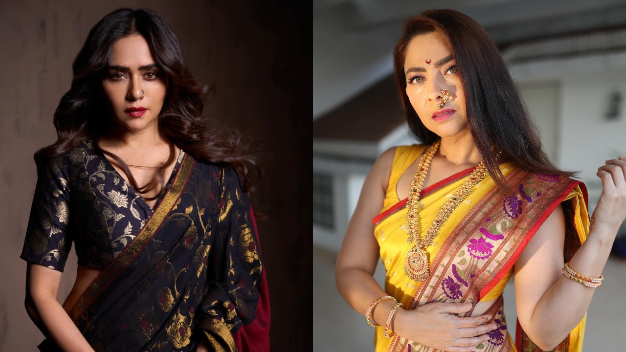 Take Cues To Wear Traditional Saree In Unique Style From Amruta Khanvilkar & Sonalee Kulkarni 891541