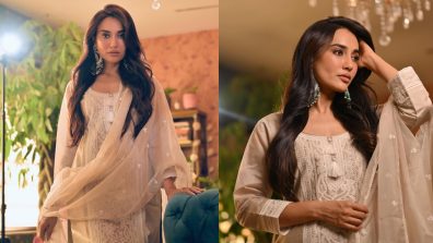 Timeless Elegance: Surbhi Jyoti Exudes Ethereal Charm In A Beige And White Suit Set