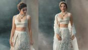 Vintage Vibes: Kajal Aggarwal looks stunning in an off-white layered lehenga set with floral embroidery, Priced at Rs. 99,500 892268