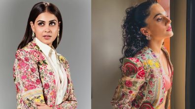Who pulls off the Multicolored Power Suit Better, Genelia Deshmukh in a Suit and Shirt or Taapsee Pannu in a Bralette Suit?