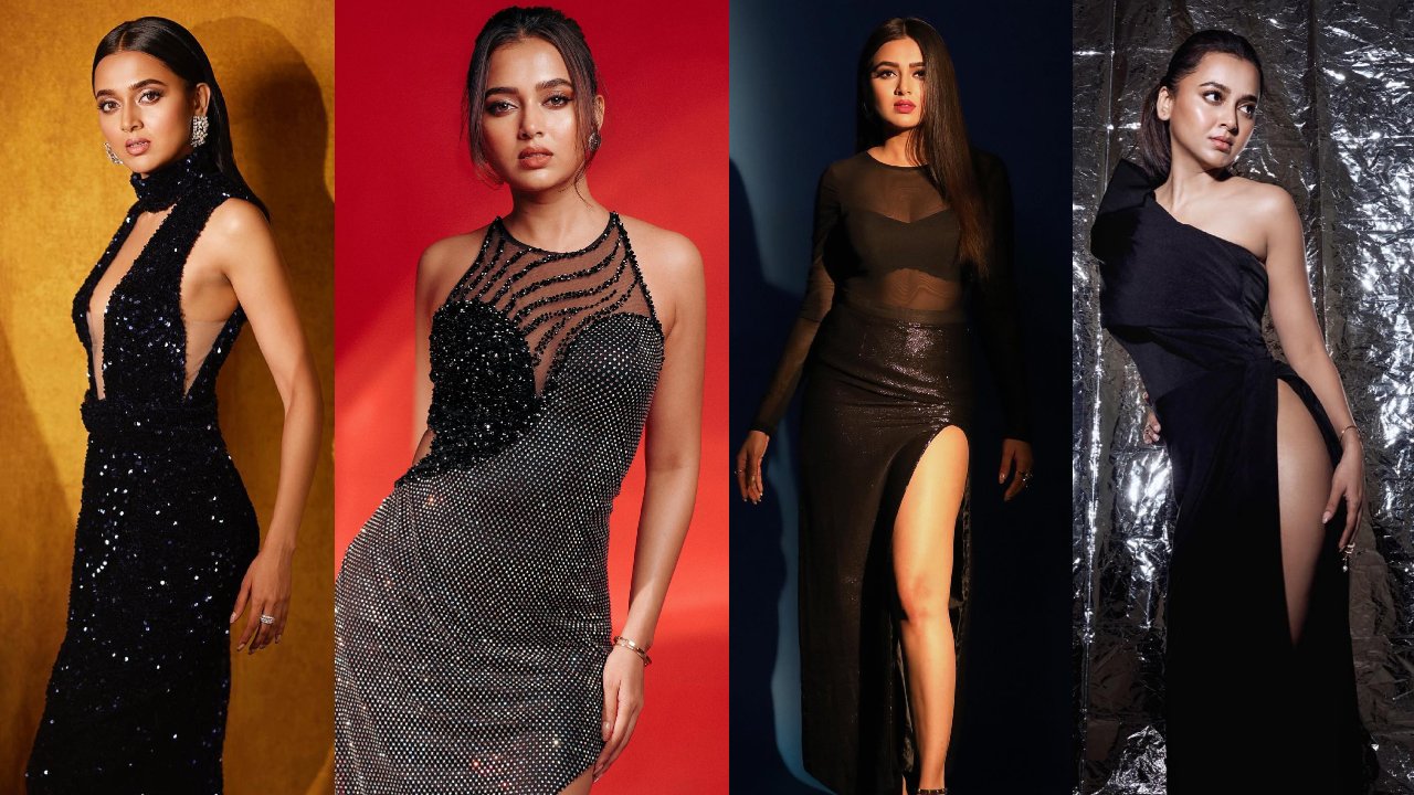 7 Thigh-high Slit Black Gown From Tejasswi Prakash's Wardrobe For Cocktail Party 897707