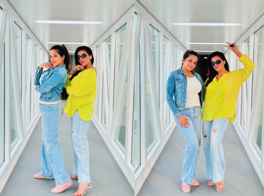 Akshara Singh and Monalisa Nails Comfy Airport Look For Summer Travels ...
