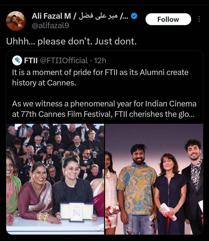 Ali Fazal slams FTII for their hypocrisy; says 'just don't' 897029