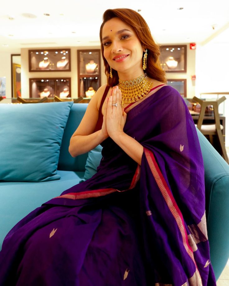 Ankita Lokhande's Latest Ethnic Purple Saree is the Ideal Look for Wedding Season, See Photos! 894076