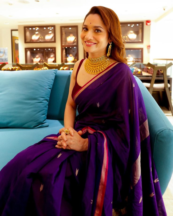Ankita Lokhande's Latest Ethnic Purple Saree is the Ideal Look for Wedding Season, See Photos! 894078