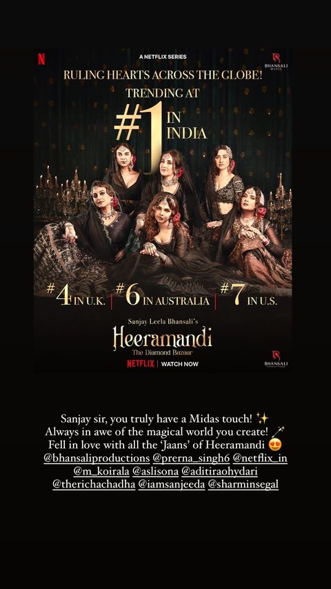 Ayushmann Khurrana, Vaani Kapoor and Sharvari Wagh highly praised Sanjay Leela Bhansali's Heeramandi: The Diamond Bazaar on Netflix 894599